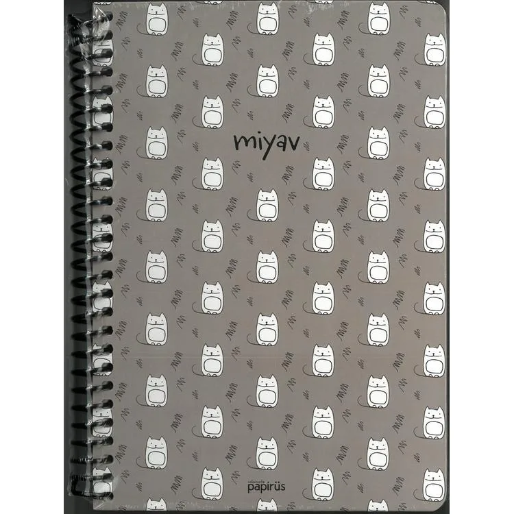 PAPİRÜS MİYAV/HAV HAV MIX SERT KAPAK SPİRALLİ 14X19 120YP. ÇİZGİSİZ DEFTER - TEKLİ