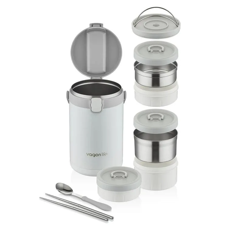 VAGONLİFE ÇELİK YEMEK KABI TEK HAZNELİ İKİ BÖLMELİ LUNCH BOX BL10089 2100 ML