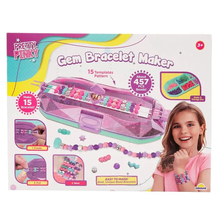 SUNMAN MBK-389 PRETTY PINKY GEM BRACELET MAKER- RENKLİ MÜCEVHER BİLEKLİK YAPIM SETİ 3+