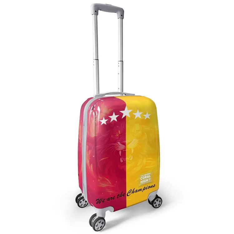 CORAL HIGH 16563 SARI KIRMIZI 5 YILDIZ ASLAN TARAFTAR DESENLİ KABİN BOY (50cm) VALİZ