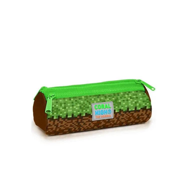 CORAL HIGH 22092 KIDS YEŞİL KAHVERENGİ HIGH CRAFT DESENLİ ÜÇ BÖLMELİ KALEM ÇANTASI