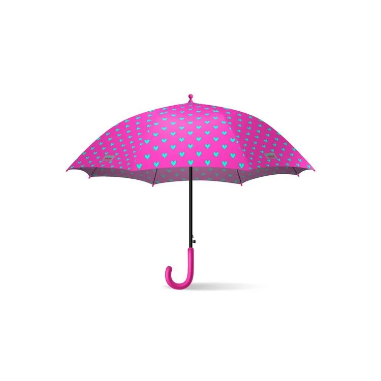 CORAL HIGH 12660 KIDS NEON PEMBE SU YEŞİLİ KALP DESENLİ ÇOCUK ŞEMSİYESİ