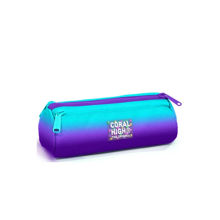 CORAL HIGH 22063 KIDS TURKUAZ MOR RENK GEÇİŞLİ ÜÇ BÖLMELİ KALEM ÇANTASI