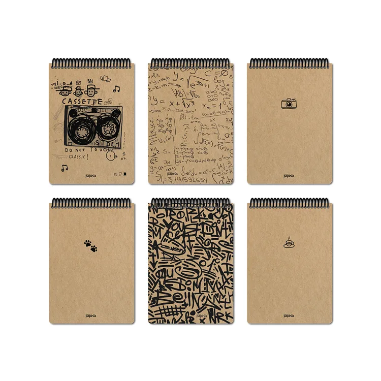 PAPİRÜS KRAFT SERT KAPAK SPİRALLİ 19X27 80YP. KARELİ BLOKNOT DEFTER