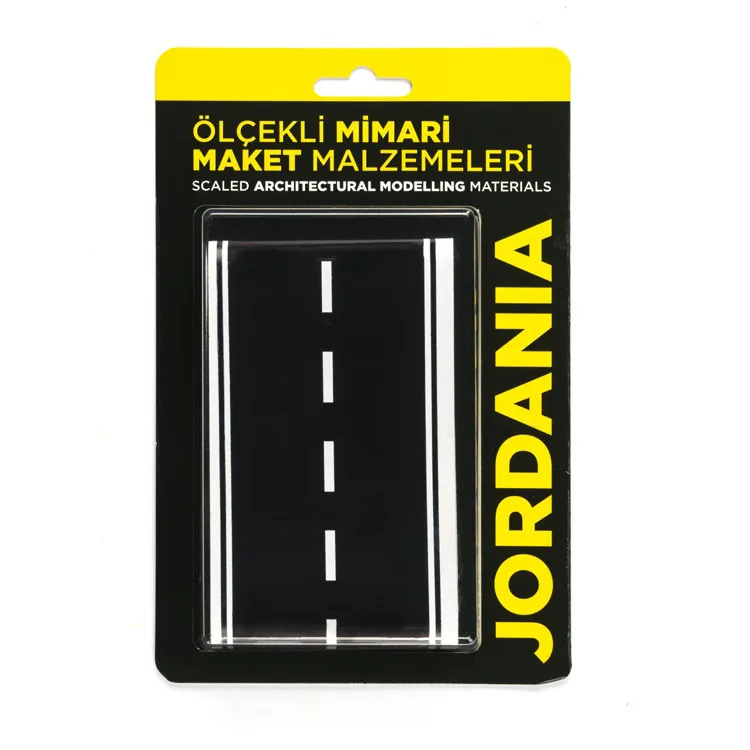 JORDANIA MAKET ÖLÇEKLİ JE04-YOL100S ASFALT YOL YAPIŞKANLI SİYAH 1/100 25cm. 4'LÜ TEK PAKET