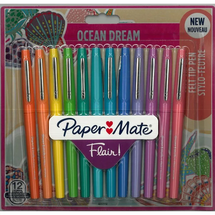 PAPER MATE 2217772 FLAIR OCEAN DREAM 0.7mm M UÇ KEÇELİ KALEM SETİ 12'Lİ TEK BLİSTER