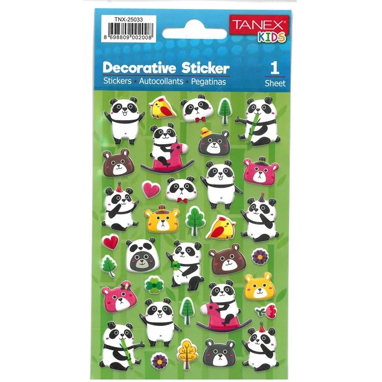 TANEX KIDS TNX-25033 DEKOTARİF ETİKETLER - PANDA SERİSİ- 1 ADET