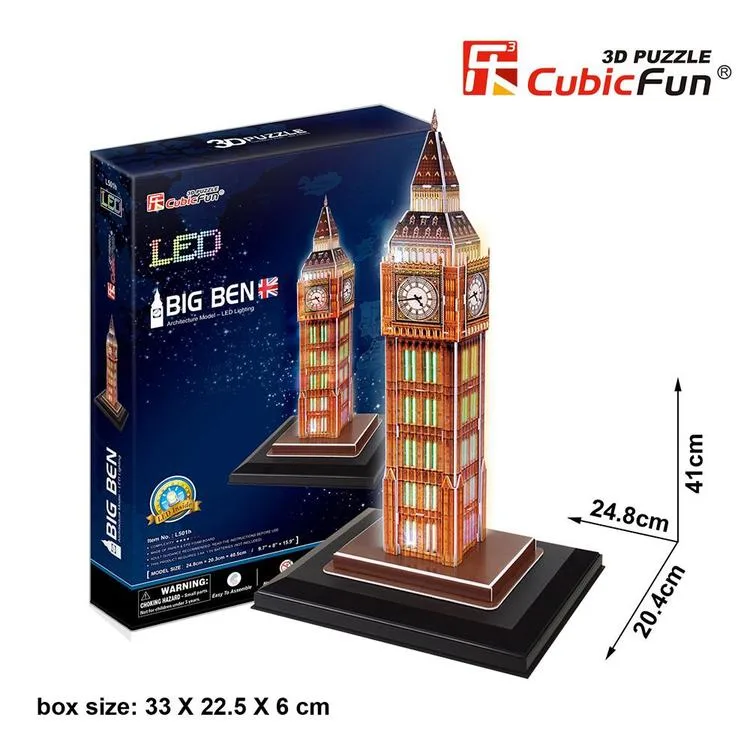 NECOTOYS CUB/L501H CUBIC FUN LED AYDINLATMALI BİG BEN SAAT KULESİ İNGİLTERE 3D PUZZLE
