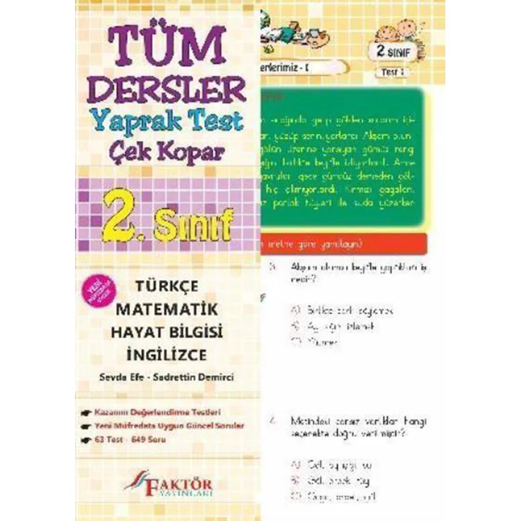 FAKTÖR 2. SINIF TÜM DERSLER YAPRAK TEST- ÇEK KOPAR