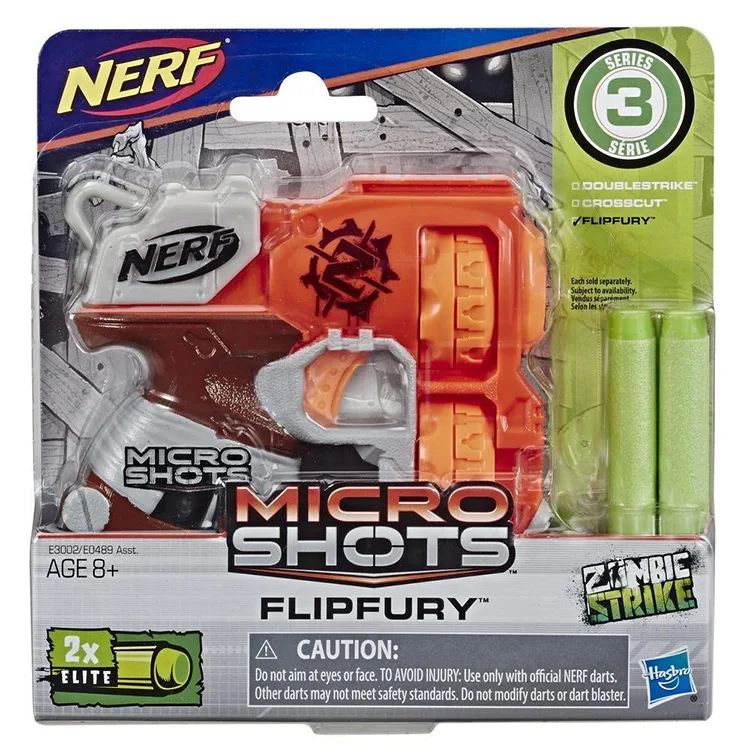 HASBRO E3002 NERF MICROSHOTS FLIPFURY ZOMBIE STRIKE E0489
