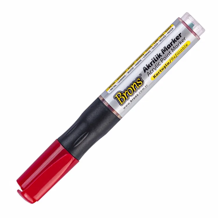 BRONS BR-4011 AKRİLİK MARKER KALEM YUVARLAK UÇ KIRMIZI