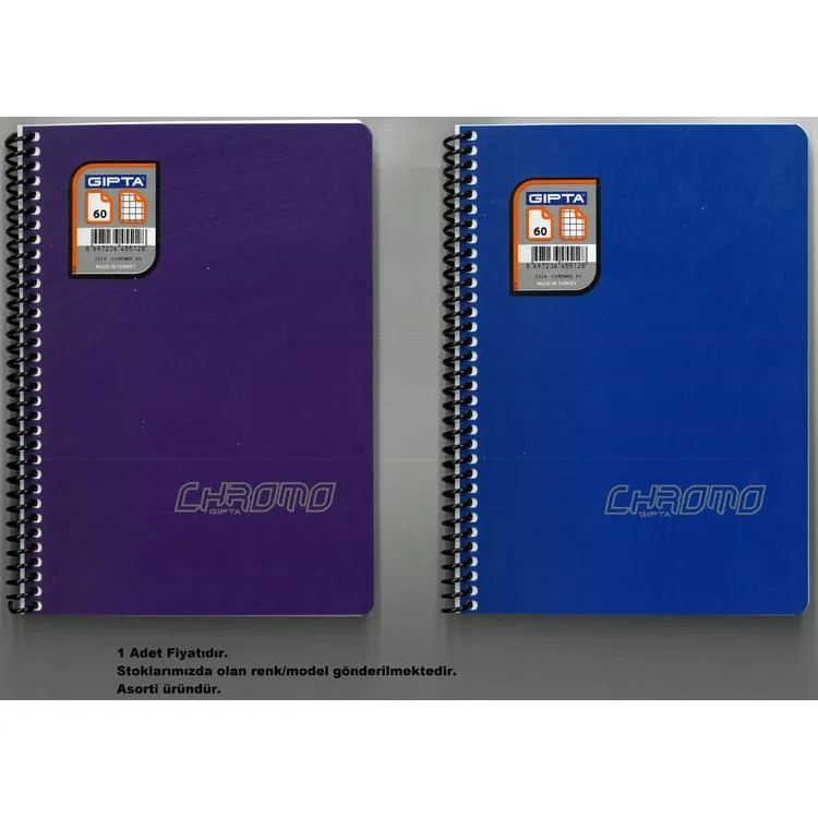 GIPTA CHROM-O SPİRALLİ PP. KAPAK A5 60YP. KARELİ DEFTER - 2314