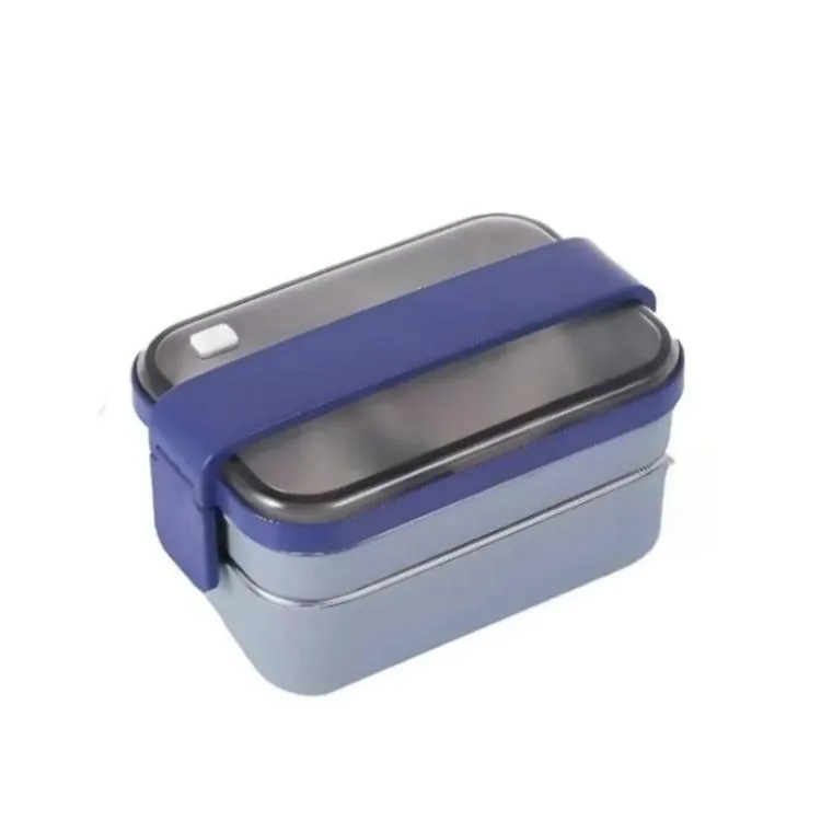 VAGONLIFE BL20183 PASLANMAZ ÇELİK YEMEK KABI - LUNCH BOX 2 KATLI 3 BÖLMELİ 1200 ML MAVİ