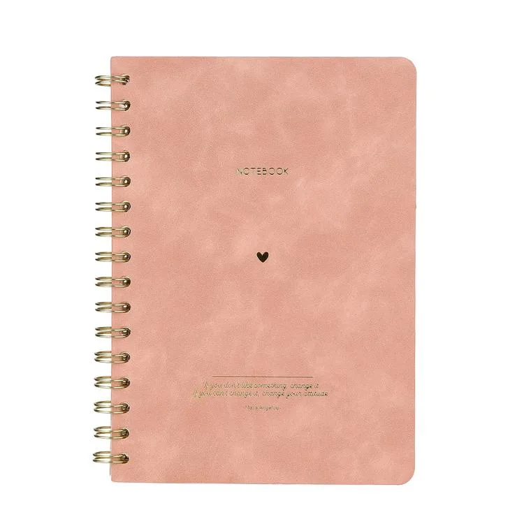 VICTORIA'S JOURNALS 1616 VEGAN DERİ ESNEK KAPAK SPİRALLİ A5 100gr.128 SYF. ÇİZGİLİ DEFTER PUDRA PEMBE