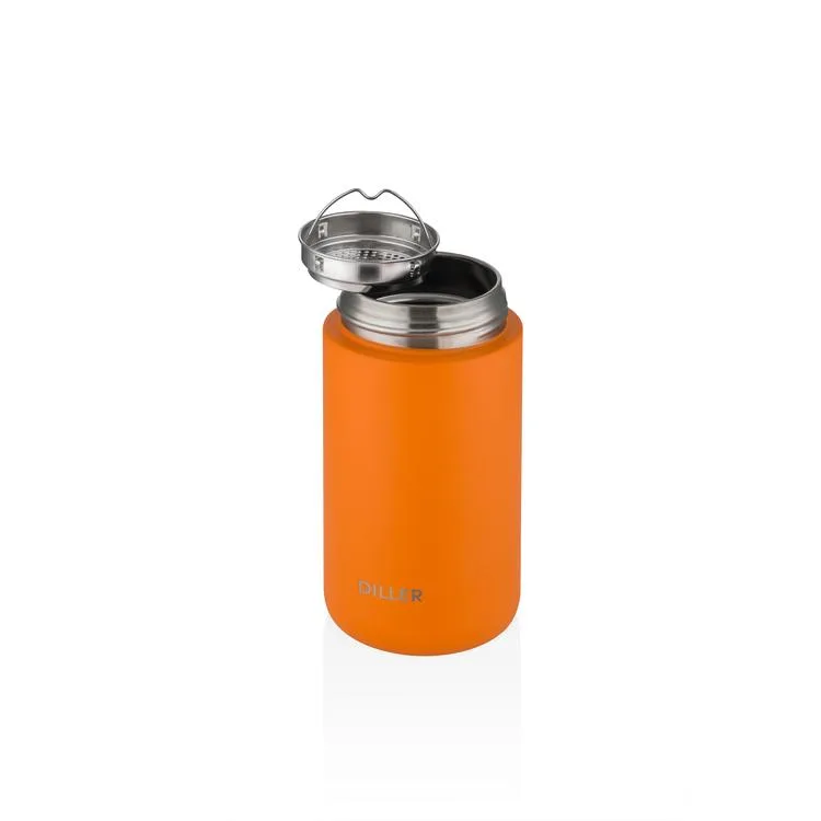 VAGONLİFE DILLER SÜZGEÇLİ TAVŞAN FİGÜRLÜ SİLİKON TAŞIMA KULPLU ÇELİK MATARA D9078 420 ML