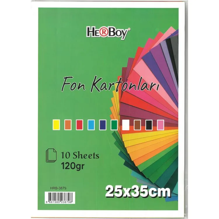 HERBOY HRB-3879 25 x35 120GR 10'LU KARIŞIK RENK FON KARTONU POŞETLİ