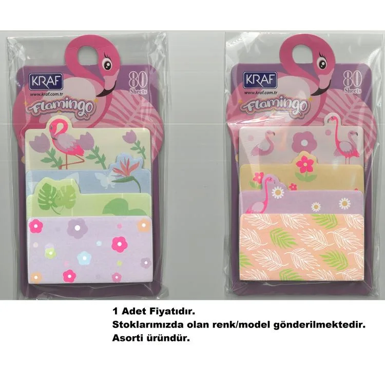 KRAF 2216FL FLAMINGO YAPIŞKANLI NOT KAĞIDI 1 SET 4 x20/ 80 YP.