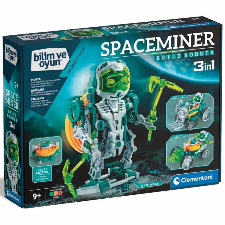 CLEMENTONI 64089 BİLİM VE OYUN - SPACEMINER BUILD ROBOTS YENİ UZAY MADENCİSİ 3İN1 9+