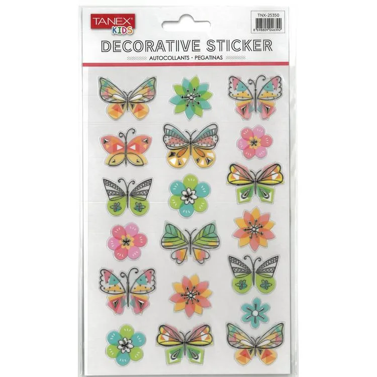 TANEX KIDS TNX-25350 DEKORATİF ETİKETLER - PUFFY SEVİMLİ KELEBEK SERİSİ STICKER