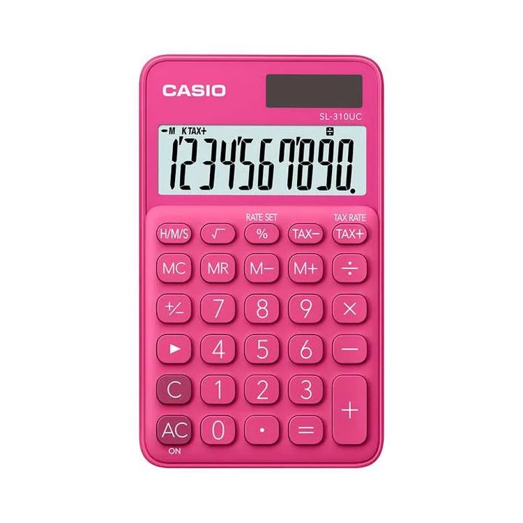 CASIO SL-310UC-RD-N-DC 10 HANE CEP TİPİ HESAP MAKİNESİ PEMBE
