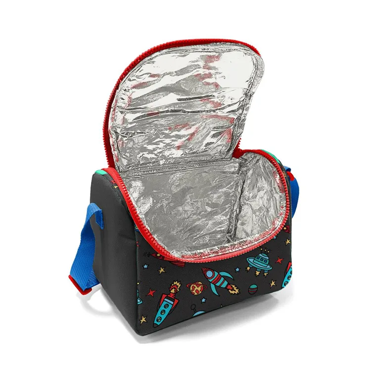 CORAL HIGH 11808 KIDS KOYU GRİ KIRMIZI UZAY DESENLİ THERMO BESLENME ÇANTASI