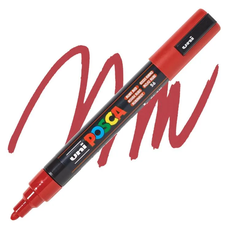UNİ POSCA SU BAZLI POSTER MARKER PC-5M 1.8-2.5 YAKUT KIMIZI 56