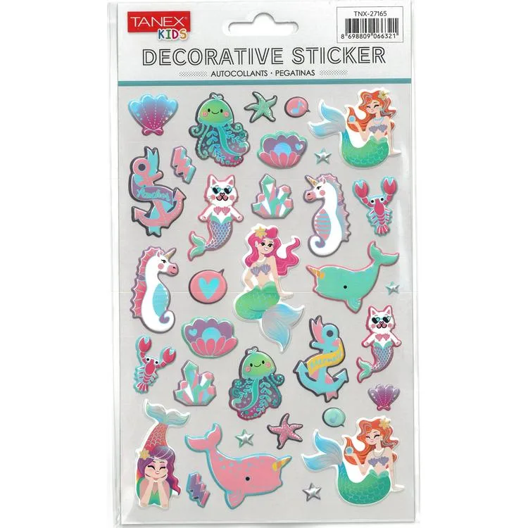 TANEX KIDS TNX-27165 DEKORATİF ETİKETLER - PUFFY DENİZ KIZI VE ARKADAŞLARI SERİSİ STICKER - TEKLİ