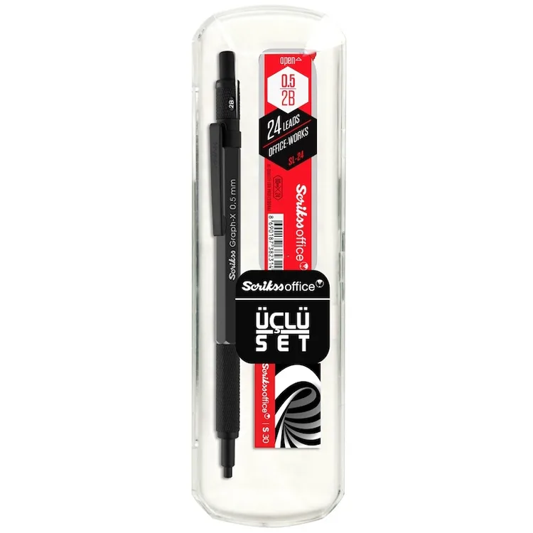 SCRIKSS GRAPH-X METAL 0.5MM VERSATİL KALEM 3'lü SET ANTRASİT