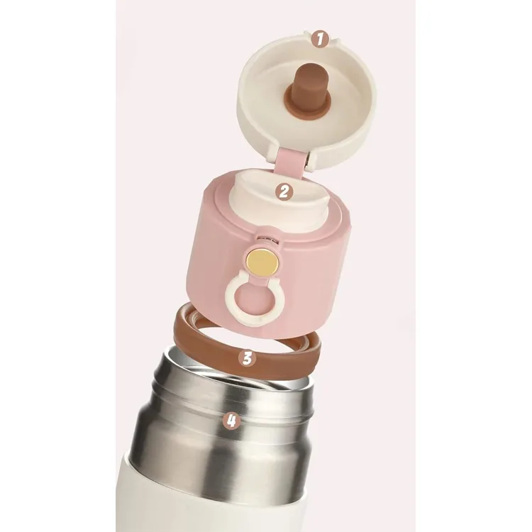 VAGONLİFE TKK ÇELİK TERMOS BEYAZ-PEMBE 450ML T2007