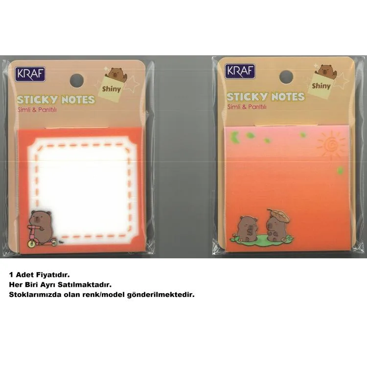 KRAF 7373-CB YAPIŞKANLI NOT KAĞIDI 73x73mm CAPYBARA 50 YP SİMLİ & PARILTILI (TEKLİ)