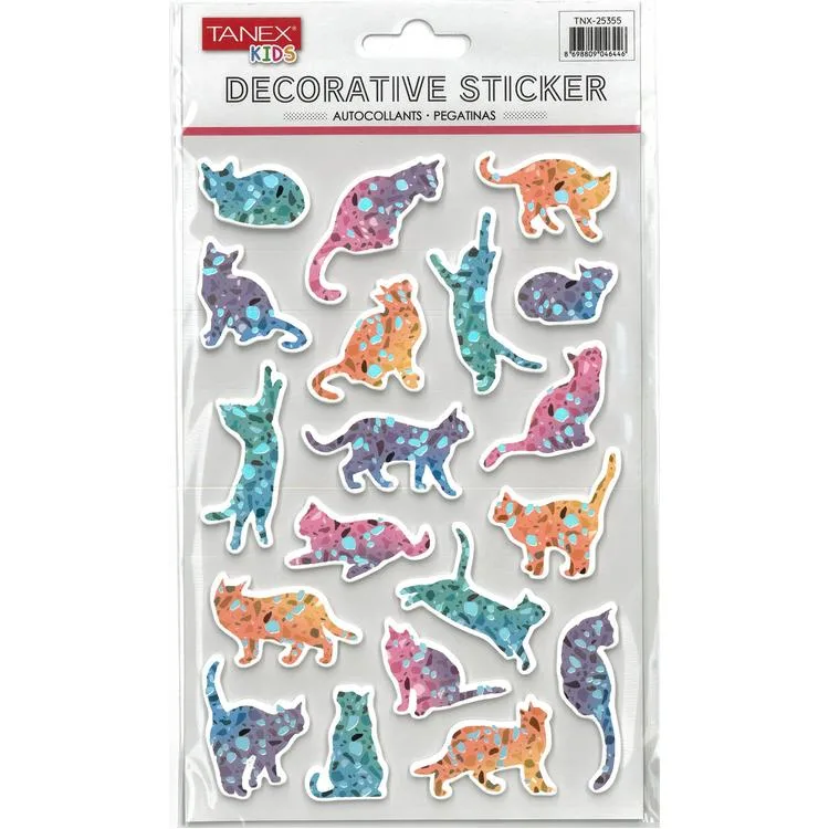 TANEX KIDS TNX-25355 DEKORATİF ETİKETLER - PUFFY KEDİ SERİSİ STICKER - TEKLİ