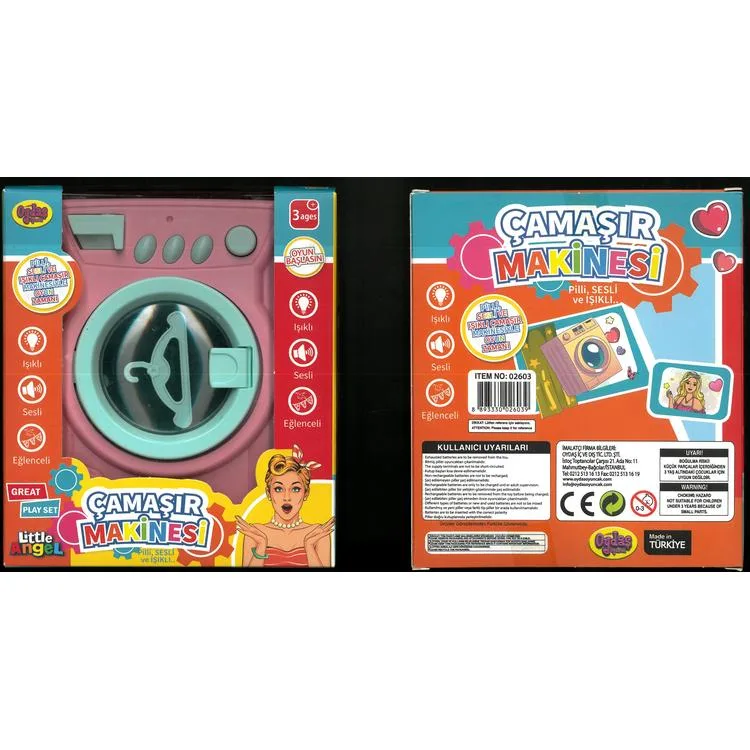 OYDAŞ 02603 PİLLİ VE SESLİ KÜÇÜK OYUNCAK ÇAMAŞIR MAKİNESİ KUTULU 3+