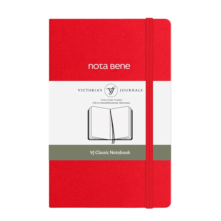 VICTORIA'S JOURNALS NOTE BENE 9237 CLASSIC NOTEBOOK SERT KAPAK 9x14cm 70gr.400 SYF. ÇİZGİLİ DEFTER KIRMIZI