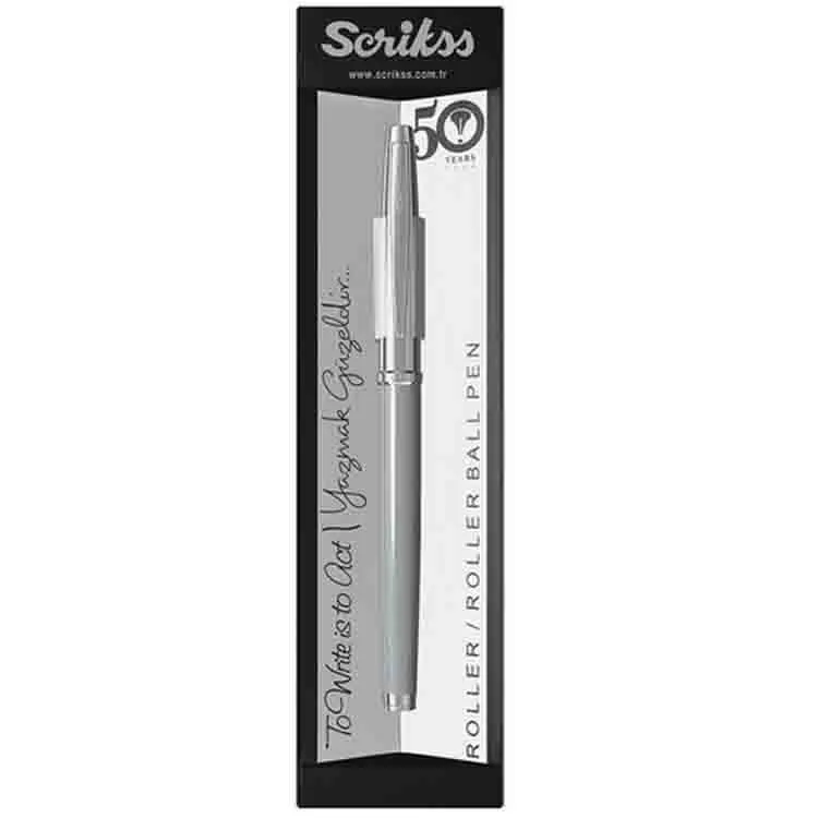 SCRIKSS 800K ROLLER KALEM GRİ YARI KROM ŞEFFAF AMBALAJ