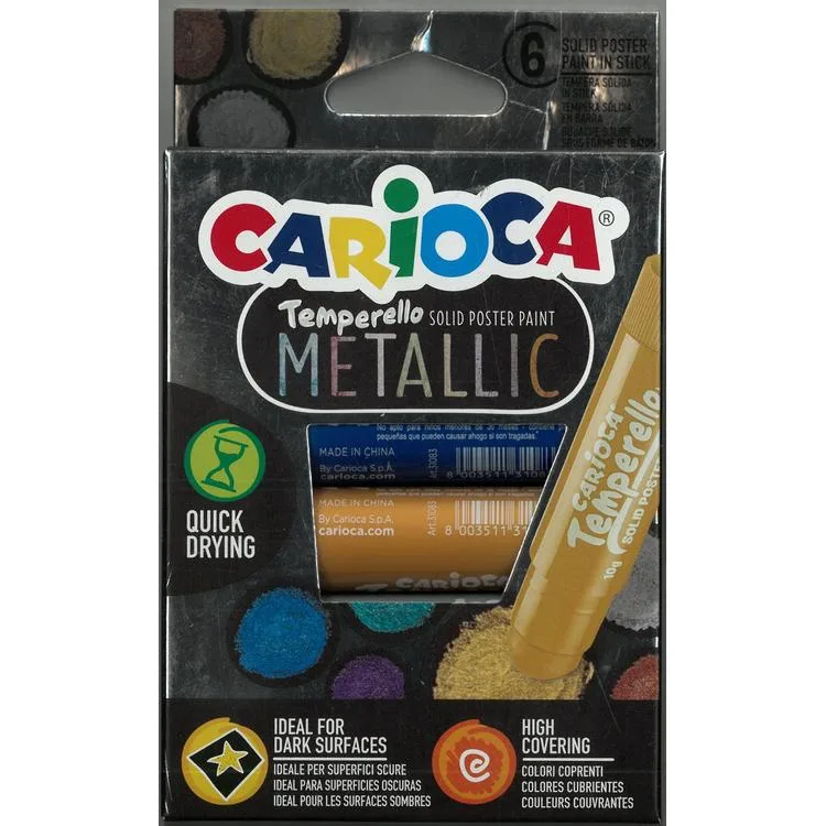 CARIOCA 42674 TEMPERELLO STICK METALİK RENKLER POSTER BOYAMA KALEMİ 6'LI