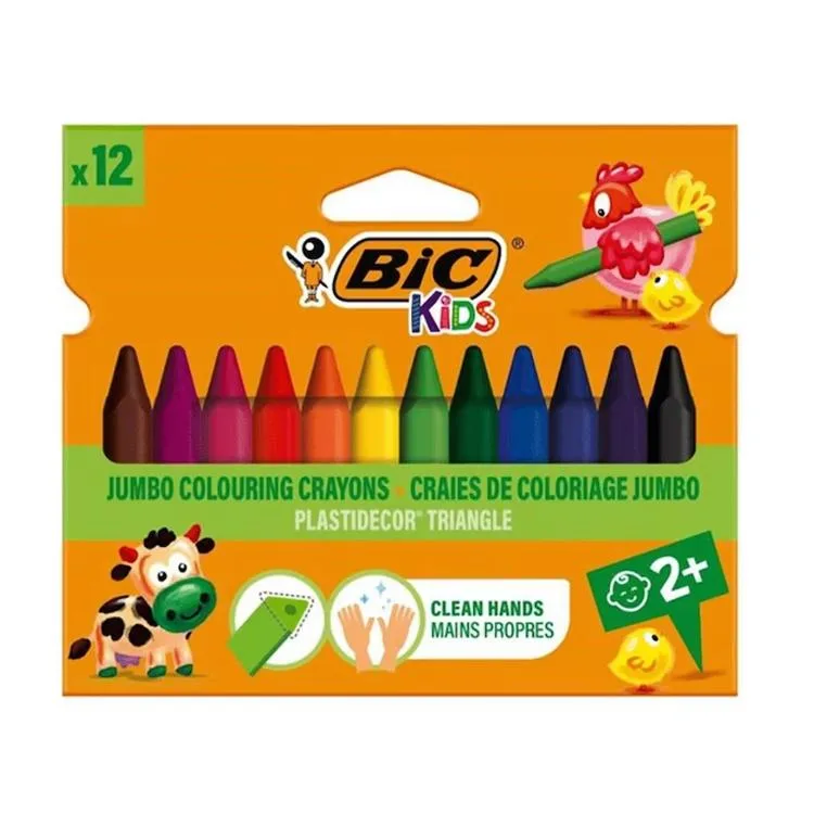BİC PLASTIDECOR ÜÇGEN (JUMBO) MUM PASTEL BOYA 12'Lİ