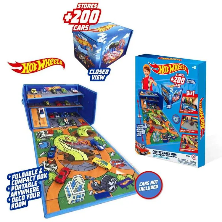 MATTEL HWCC20 HOT WHEELS 3IN1 OTOPARK + OYUN ALANI + ARAÇ SAKLAMA KUTUSU +3
