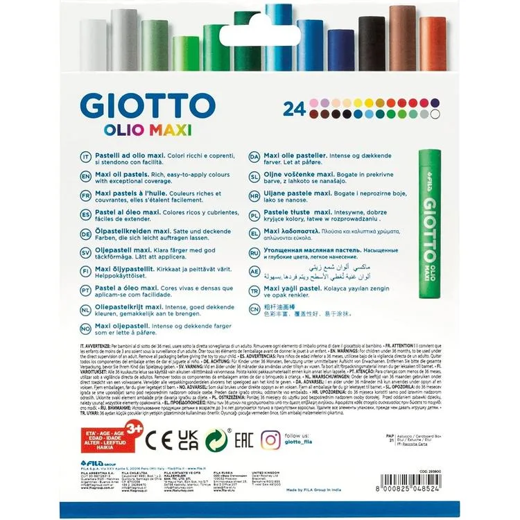 GIOTTO OLIO MAXI YAĞLI PASTEL BOYA 24 LÜ 293800