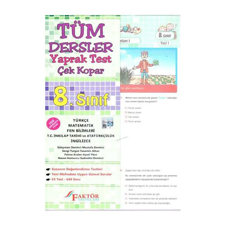 FAKTÖR 8. SINIF TÜM DERSLER YAPRAK TEST- ÇEK KOPAR