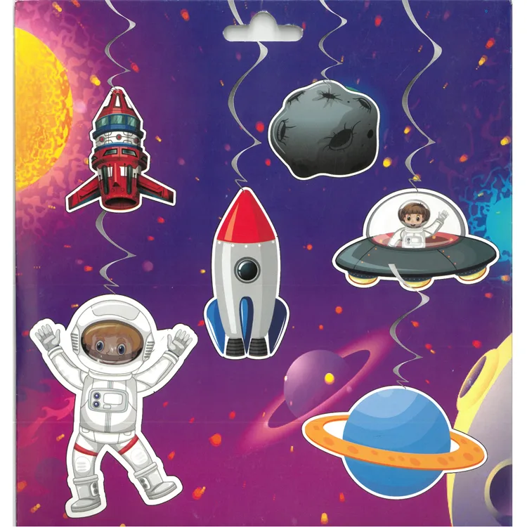 TEKNOPOİNT UZAY VE ASTRONOT FİGÜRLÜ BANNER SARKIT SÜS 6'LI