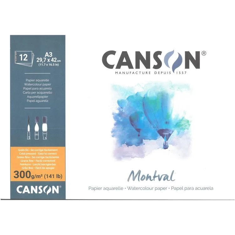 CANSON MONTVAL A3 29.7x42 SULU BOYA DEFTERİ (BLOK) 300 GR 12YP - FT-C200807320