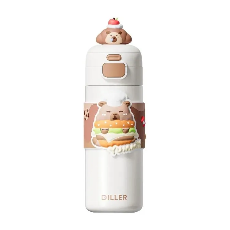VAGONLİFE DILLER ÇELİK PİPETLİ/PİPETSİZ KULLANIM SİLİKON TUTMAÇLI EL ASKILI MATARA/TERMOS D9351 480ML