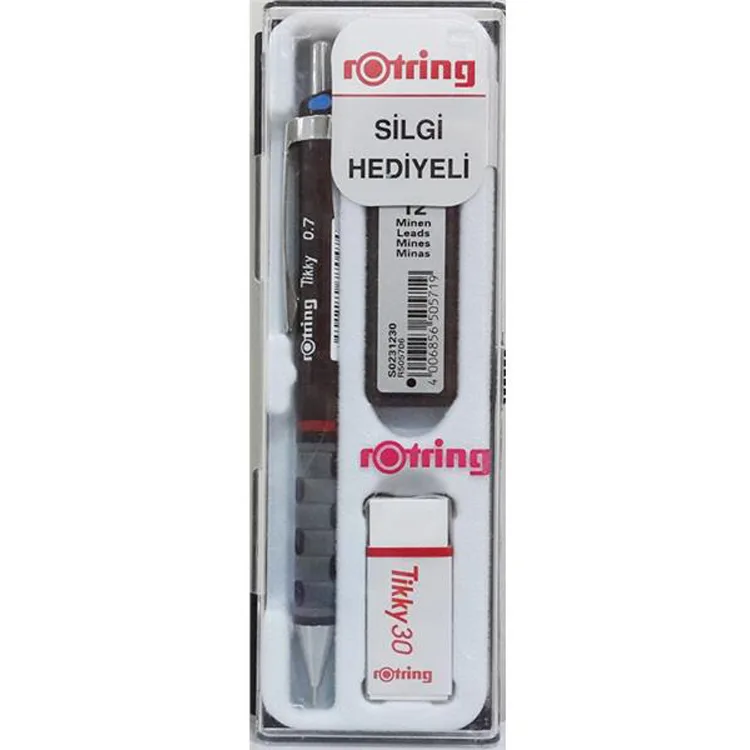 ROTRING TİKKY VERSATİL RD 0.7+MİN+SİLGİ HEDİYELİ BORDO SET