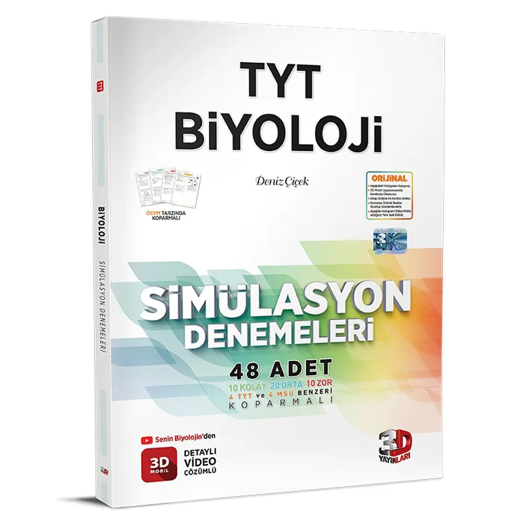 3D TYT BİYOLOJİ SİMÜLASYON 48'Lİ DENEMELERİ 2023