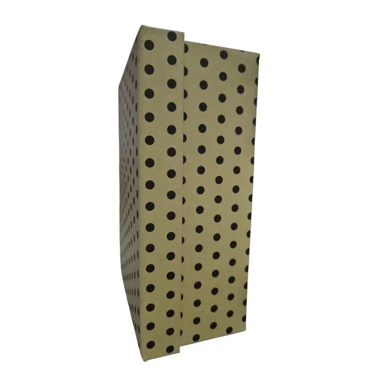 PİN NO:9 PUANTİYELİ BEJ DİKDÖRTGEN HEDİYE KUTUSU 35,5x27x15,4 cm- TEKLİ