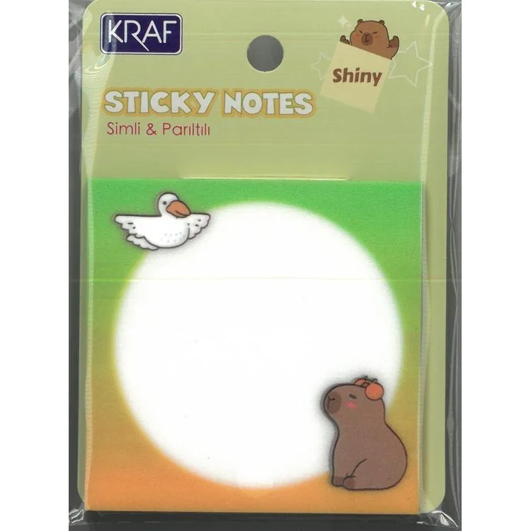 KRAF 7373-CB YAPIŞKANLI NOT KAĞIDI 73x73mm CAPYBARA 50 YP SİMLİ & PARILTILI (TEKLİ)