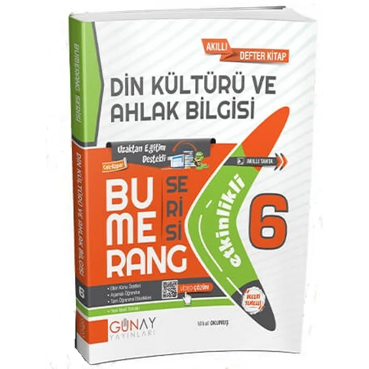 GÜNAY 6. SINIF BUMERANG ETKİNLİKLİ DİN KÜLTÜRÜ VE AHLAK BİLGİSİ AKILLI DEFTER KİTAP SORU BANKASI