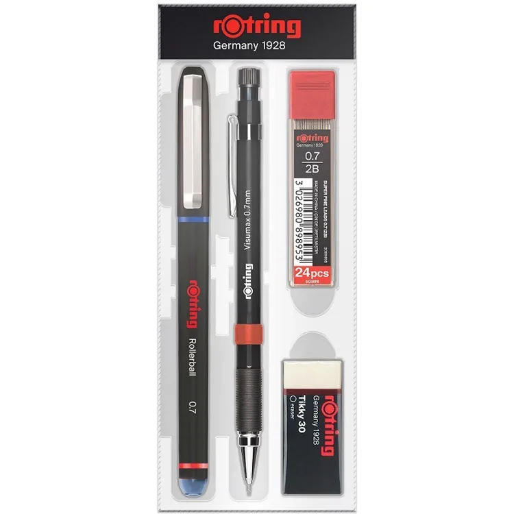 ROTRING VISUMAX + MAVİ ROLLER + MİN + SİLGİ 4'LÜ OFİS SETİ - 0.7 mm