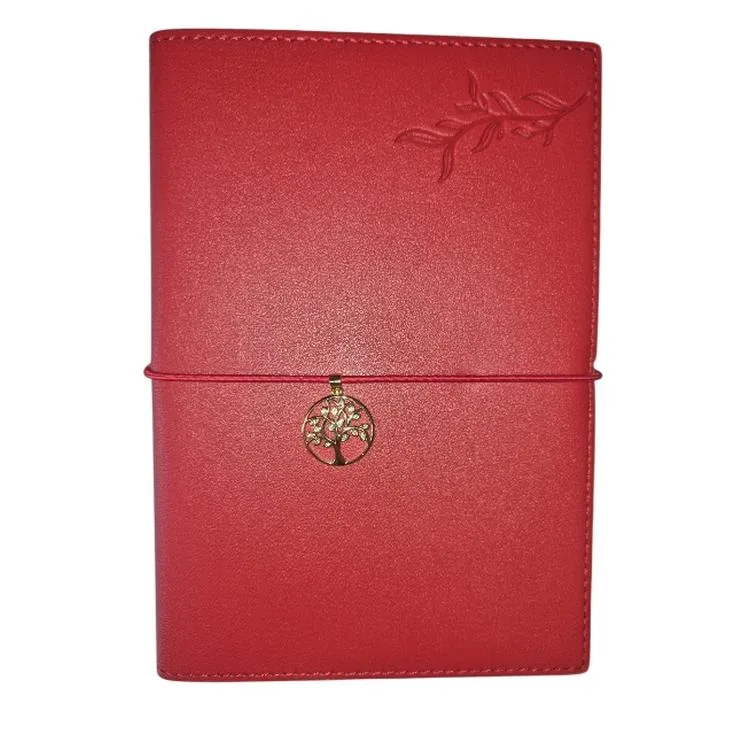 VICTORIA'S JOURNALS CHARM HAYAT AĞACI 126-2742 VEGAN DERİ KAPAK 13X18 cm 100 gr. 96 YP. KREM ÇİZGİLİ DEFTER BORDO