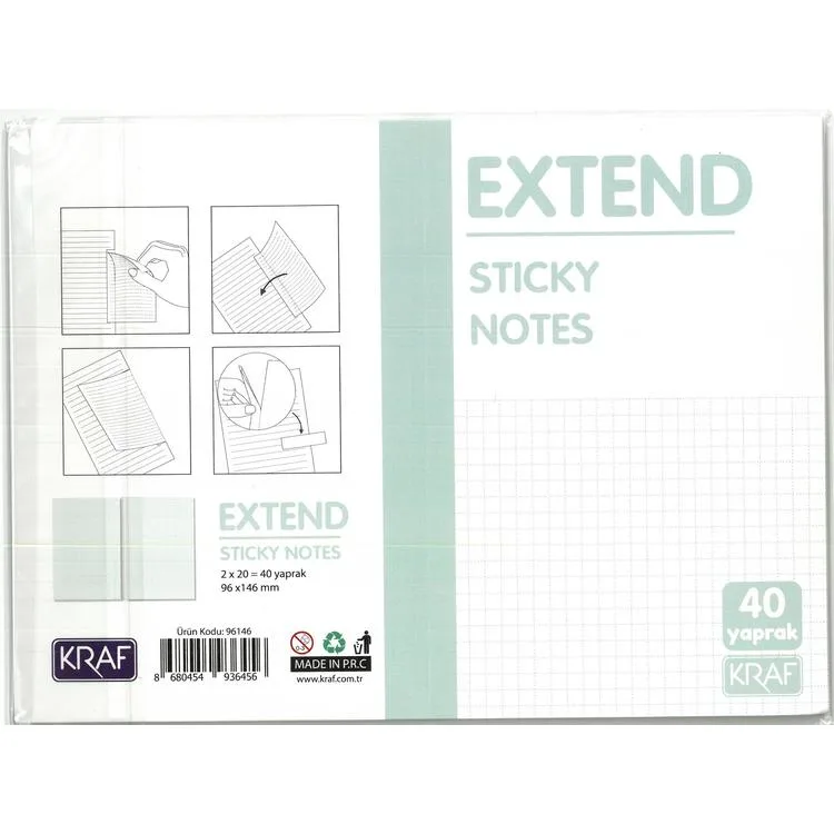 KRAF 96146 YAPIŞKANLI NOT KAĞIDI EXTEND 96x146mm (2x20) 40 YP.